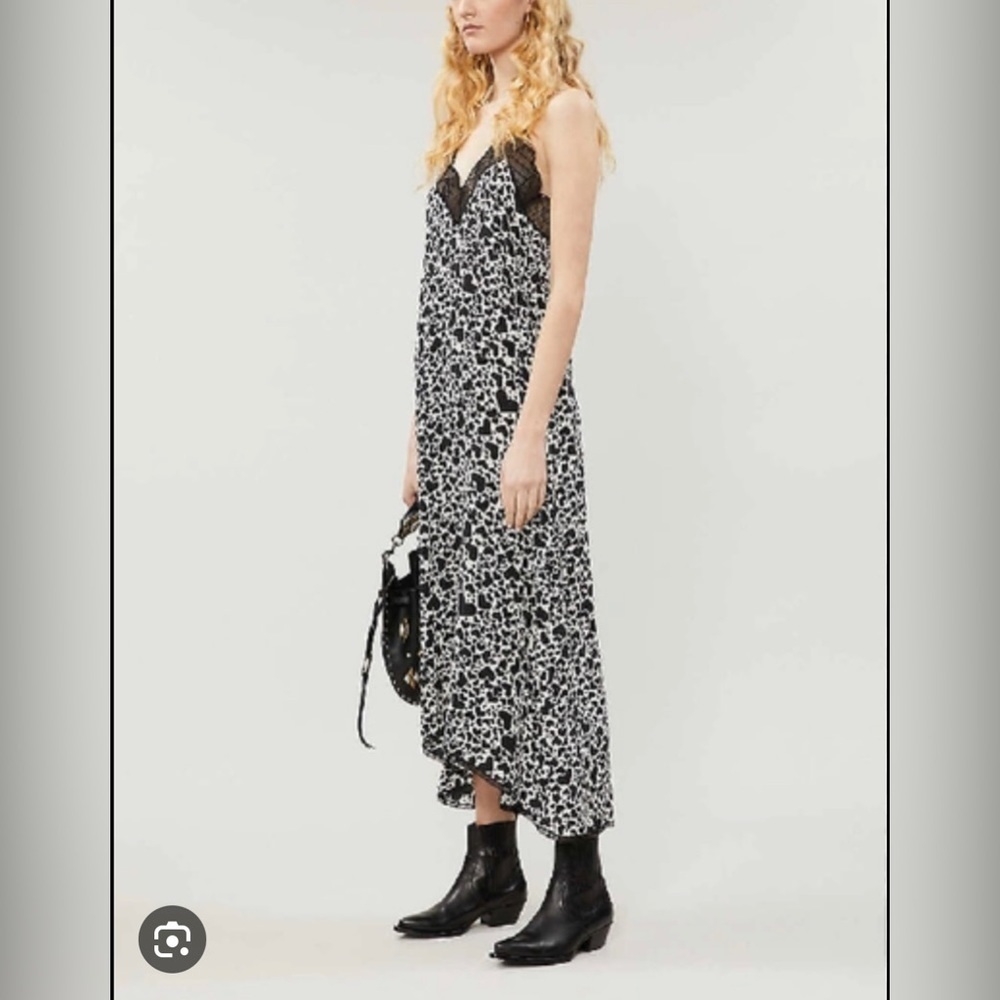 NWOT Risty Heart-print Silk-crepe
Dress In Vanilla ( sold out in line )